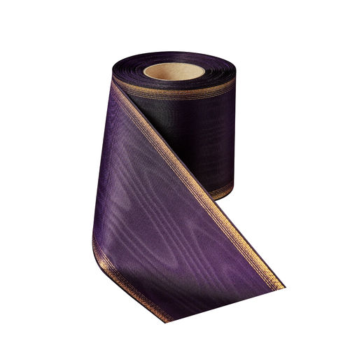 Morié metallic Goldrand-violett